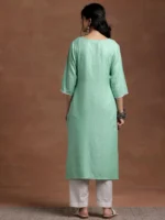 Green Yoke Design Rayon Straight Kurta - Image 4