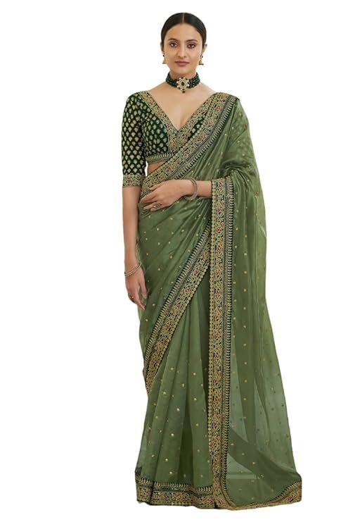 61Z9og5gnkL._SY741_.jpg Womens Georgette Saree For Womens (SSFB-SARI2845) - Image 1