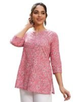Women Short Kurti | Cotton Blend Printed Tunic Top | Trendy Casual Top | Casual & Office Wear Ethnic Top for Jeans