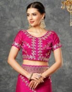 Women's Tissue Silk Sequence Embroidery Scalloped Border Saree With Unstitched Blouse Piece - Image 2