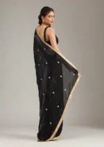 Black Stonework (Gold) Georgette Saree - Image 2